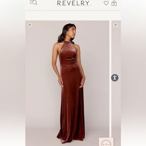 Revelry Terracotta Size 8 Velvet Bridesmaid Dress